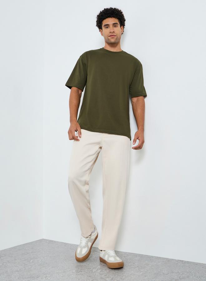 Styli Men Green Wavy Graphic Oversized T-Shirt - Image 2