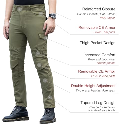 CTBQiTom Motorcycle Pants for Men with CE Level 2 Armor, Protective Riding Jeans, Durable Stretch Denim for Adventure Touring & All Season - Image 4
