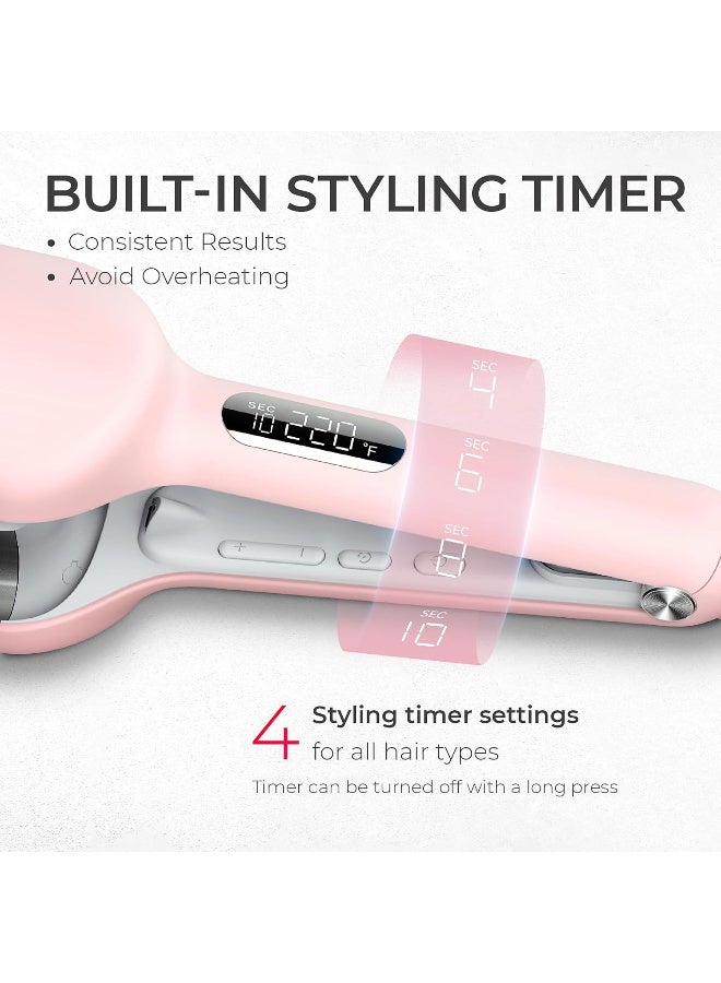 تايمو مكواة تمويج الشعر ديب ويف مع أسطوانة سيراميك للنساء معززة ومضادة للحروق وسريعة وسهلة الاستخدام بـ 9 درجات حرارة مع شاشة ال اي دي وجهد مزدوج من تايمو - Image 2