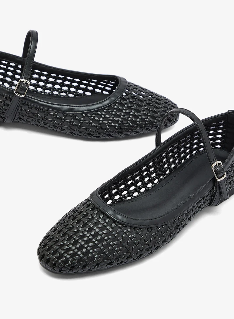 Ginger Black Crochet Detail Mary Janes for Women | Best Price UAE