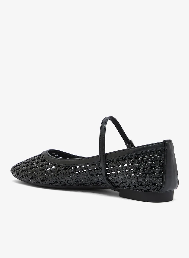 Ginger Black Crochet Detail Mary Janes for Women | Best Price UAE