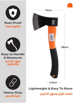 LAWAZIM Axe Fiber Handle -800g- Clean Cutting with Durable Steel Head and Fiberglass Handle - for Firewood Adventures Survival Balanced Lopping Camping Backpacking Hiking Outdoor Woodwork and Kindling  - Image 2