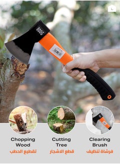 LAWAZIM Axe Fiber Handle -800g- Clean Cutting with Durable Steel Head and Fiberglass Handle - for Firewood Adventures Survival Balanced Lopping Camping Backpacking Hiking Outdoor Woodwork and Kindling  - Image 4