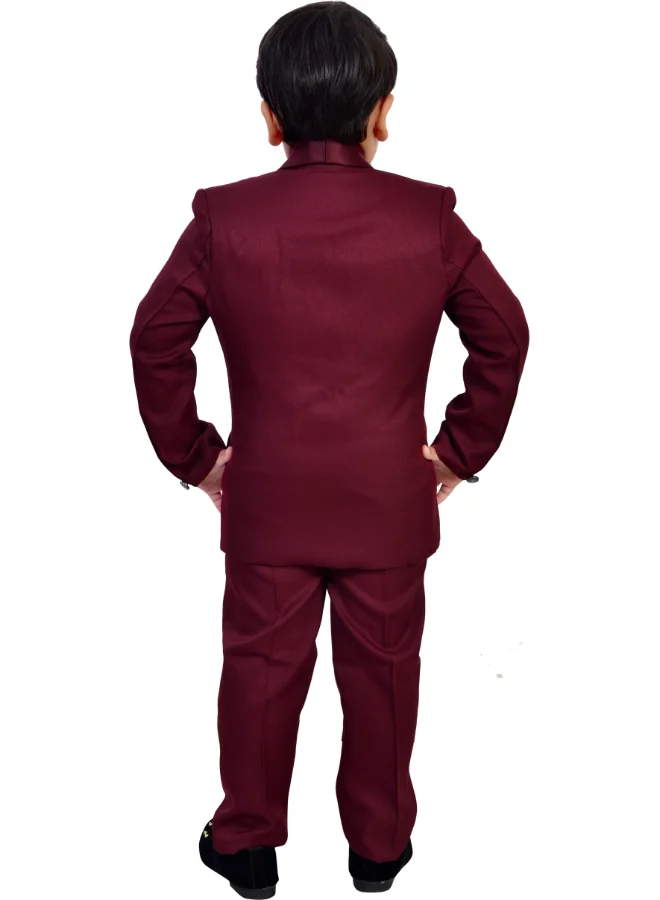 BT DEZINES Maroon 5-Piece Suit Set for Boys