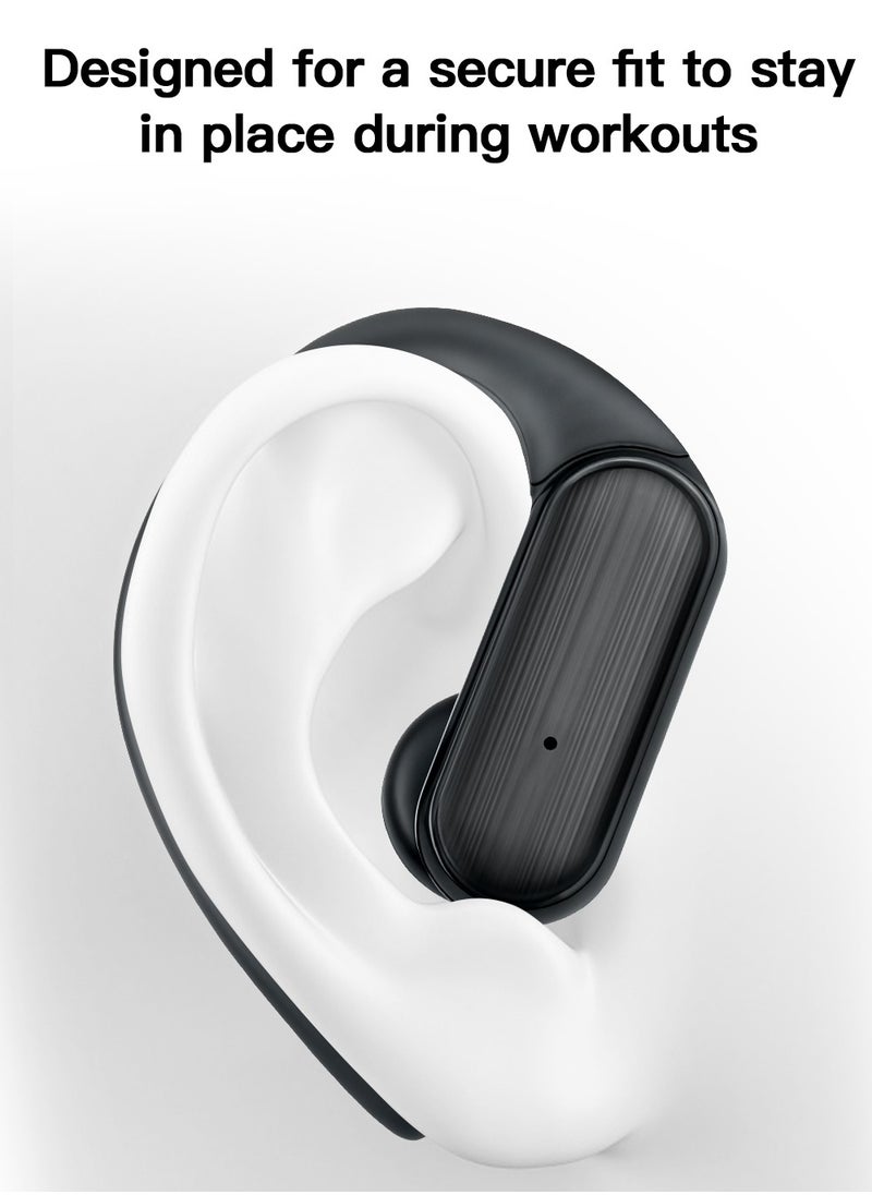 Jliyru - Bluetooth Earphones, True Wireless Earbuds, Ear Hook Stereo Waterproof Sport Headset With Microphone - Black - Image 1