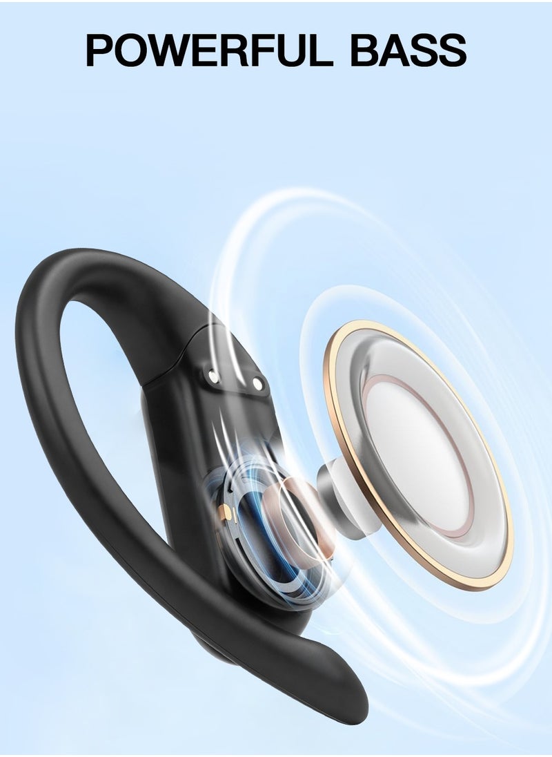 Jliyru - Bluetooth Earphones, True Wireless Earbuds, Ear Hook Stereo Waterproof Sport Headset With Microphone - Black - Image 1