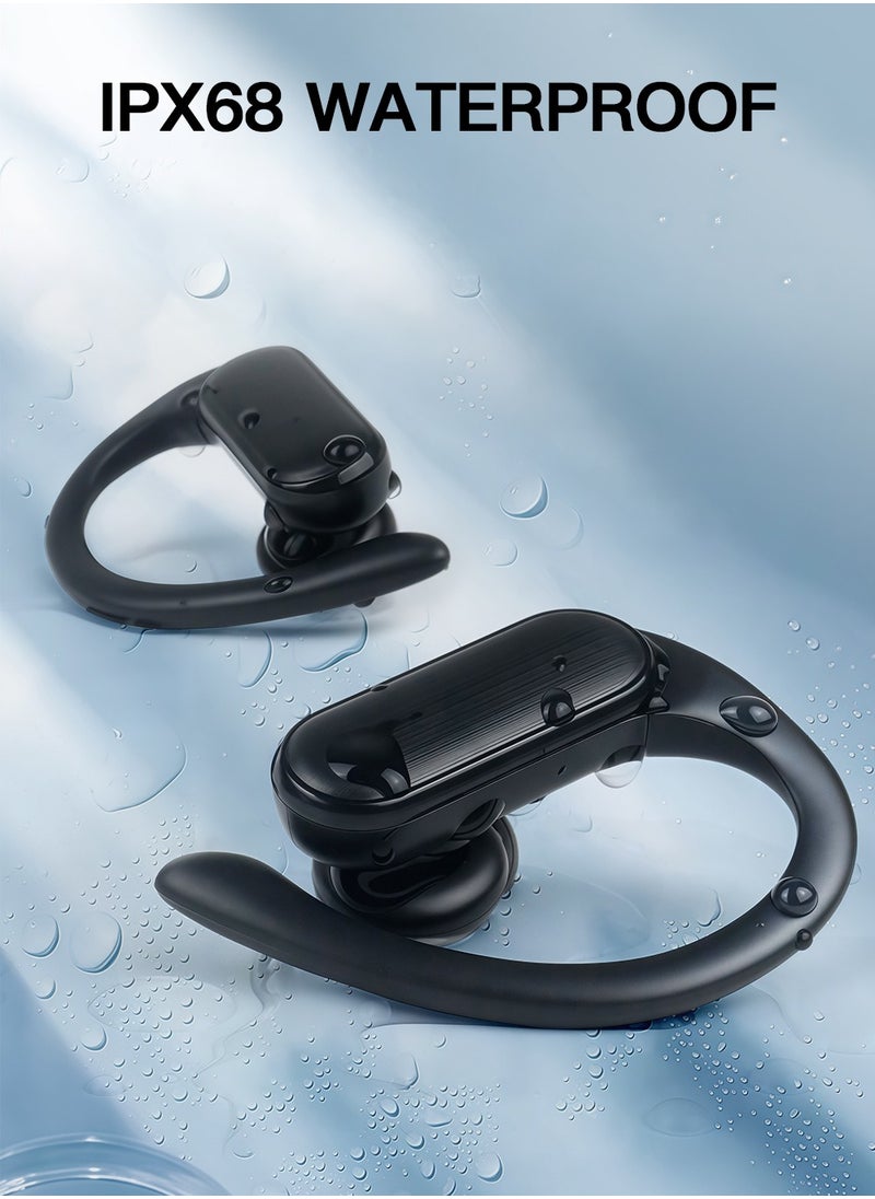Jliyru - Bluetooth Earphones, True Wireless Earbuds, Ear Hook Stereo Waterproof Sport Headset With Microphone - Black - Image 1