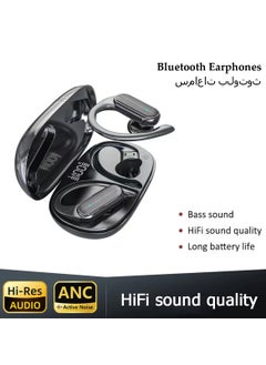 Bluetooth Earphones, True Wireless Earbuds, Ear Hook Stereo Waterproof Sport Headset With Microphone - Black