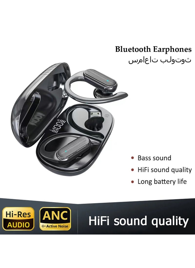 Jliyru - Bluetooth Earphones, True Wireless Earbuds, Ear Hook Stereo Waterproof Sport Headset With Microphone - Black - Image 1