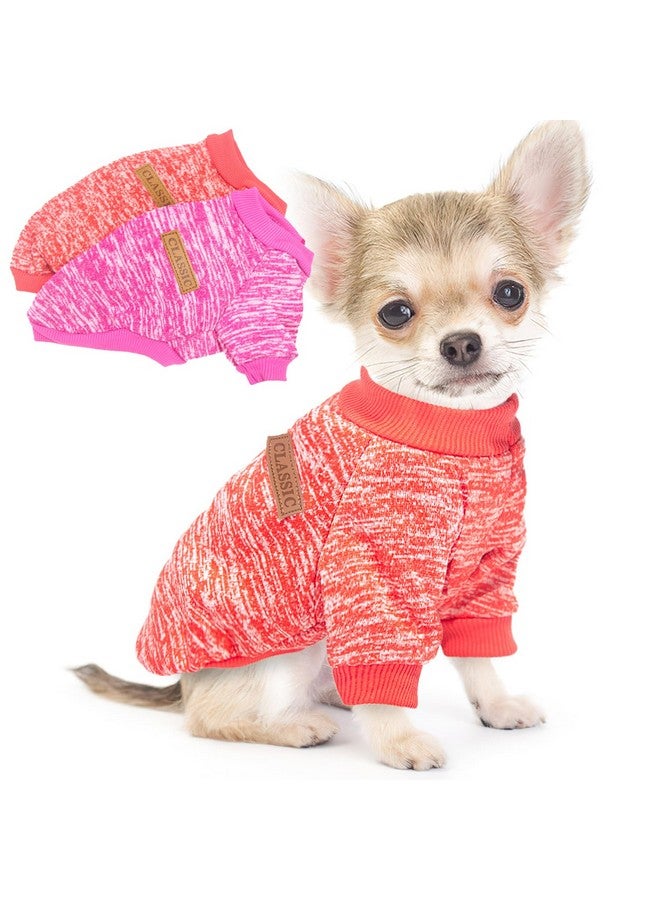 قطعتان من سترات الكلاب للكلاب الصغيرة، ملابس خريف وشتاء للكلاب، سترات صوفية دافئة سميكة للكلاب الصغيرة، سترة صغيرة للأولاد والبنات، يوركشاير تيرير، شيواوا، مقاس XXS - Image 1