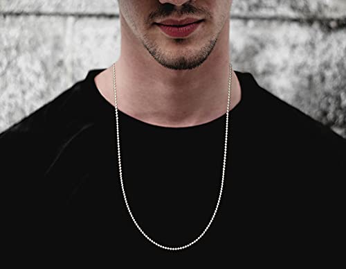 Savlano 925 Sterling Silver Italian Solid Bead Ball Dog Tag Chain Necklace Comes With Gift Box for Women & Men - Made in Italy (18, 2.0mm) - Image 4