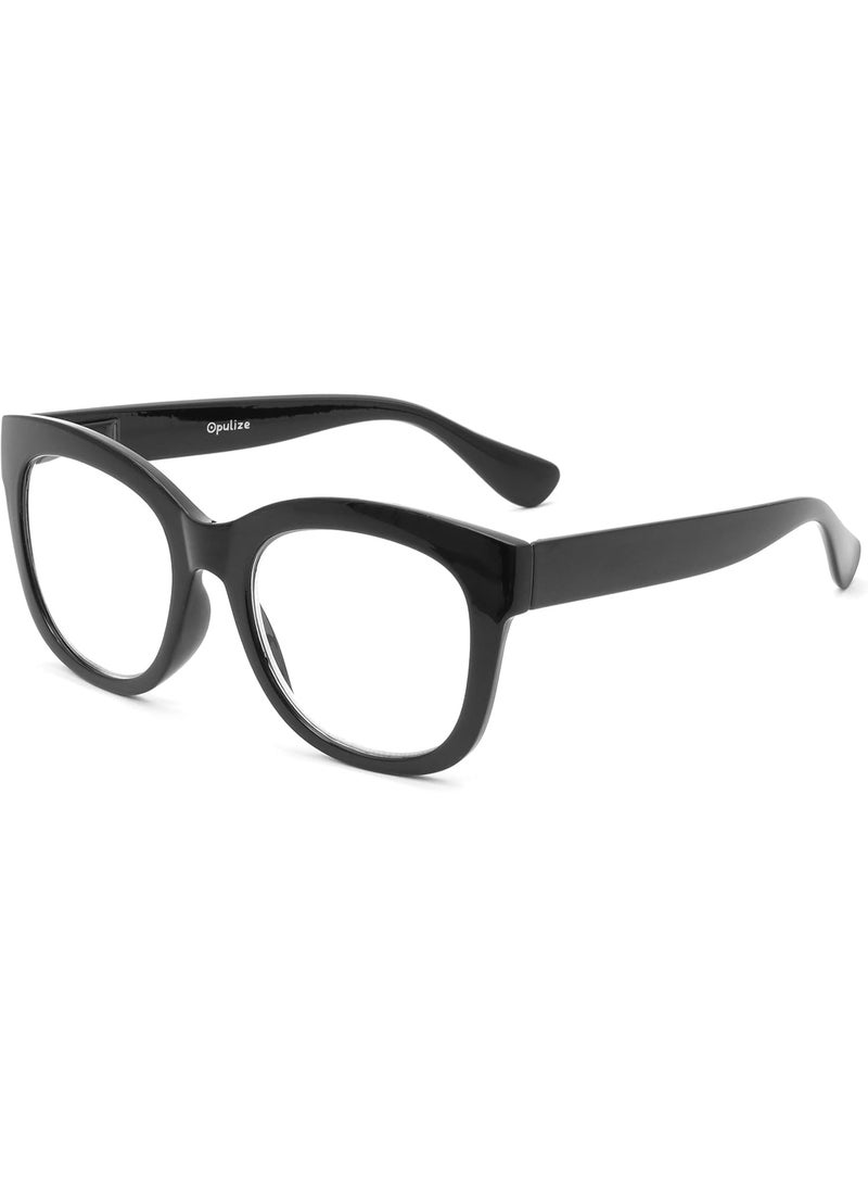 OPULIZE BIG Blue Light Blocking Glasses - Bold Oversized Round Fashion Frame - Anti-Glare Anti-Reflective Computer Gaming - UV & Eyestrain Protection - Black - Mens Womens +0.00 - Image 2