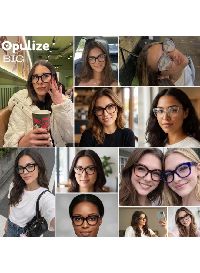 OPULIZE BIG Blue Light Blocking Glasses - Bold Oversized Round Fashion Frame - Anti-Glare Anti-Reflective Computer Gaming - UV & Eyestrain Protection - Black - Mens Womens +0.00 - Image 5