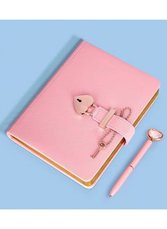 KASTWAVE Heart Shaped Lock Diary with Key Heart Diamond Pen, PU Leather, Personal Organizers Planner Journal Notebook Gift for Women Girls(Pink)  - Image 3