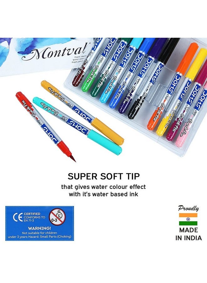 DOMS Nontoxic Brush Pen In Cardboard Box (14 Assorted Shades X 1 Set) - Image 3