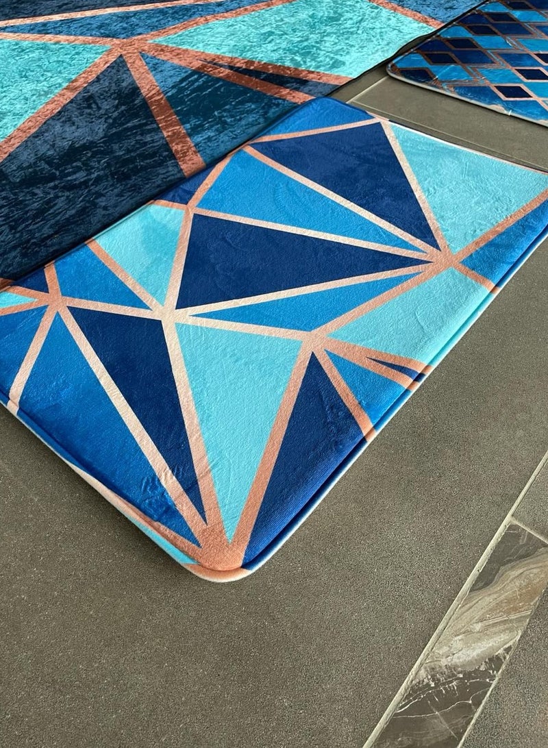 RIZARIES SuperSoft Teal Metallic Door Mat, Non-slip Washable, 50 x 80cm - Image 4