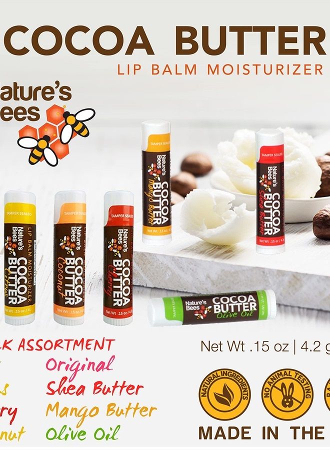 Nature's Bees (24 Count, 8 Flavors) Cocoa Butter Flavored Lip Balm Tubes Set Bulk Assortment Natural Chap Treatment Moisturizer For Very Dry Lips - Image 2