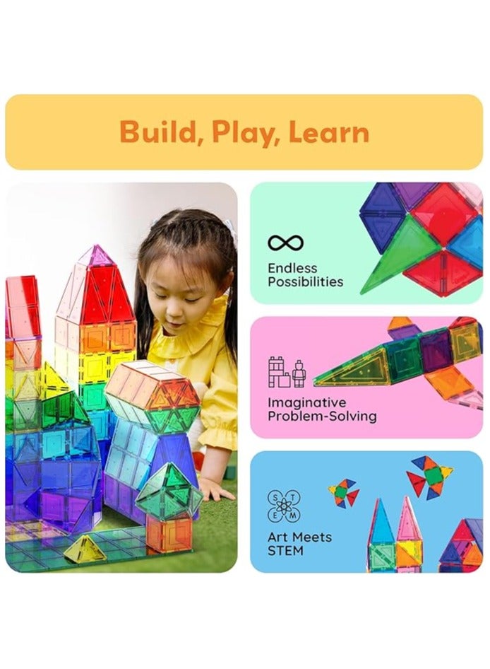 مكعبات بناء مغناطيسية، بلاط مغناطيسي، بناء قلعة مربعة، ألعاب ما قبل المدرسة، ألعاب بناء STEM للأولاد والبنات (97 قطعة) - Image 4