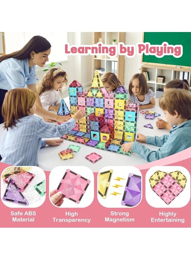 مكعبات بناء مغناطيسية، بلاط مغناطيسي، بناء قلعة مربعة، ألعاب ما قبل المدرسة، ألعاب بناء STEM للأولاد والبنات (97 قطعة) - Image 5