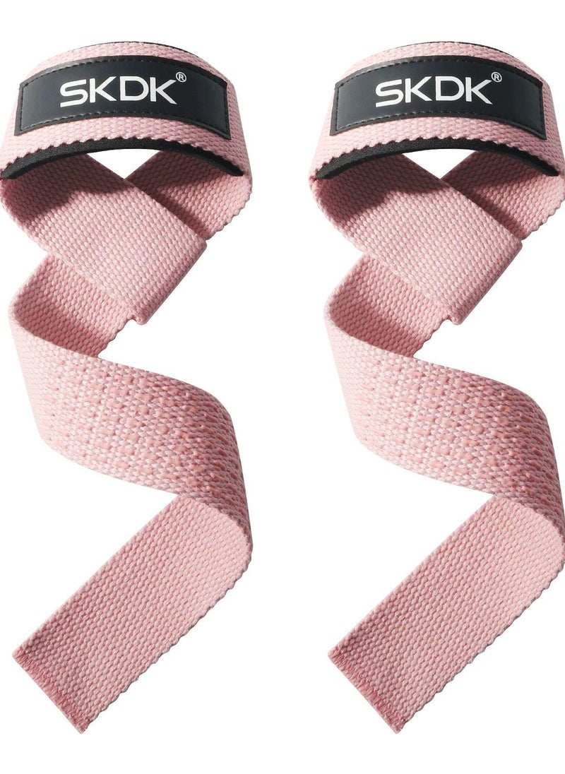SKDK Cotton Hard Pull Wrist Lifting Straps Grips Band-Deadlift Straps with Neoprene Cushioned Wrist Padded and Anti-Skid Silicone - for Weightlifting, Bodybuilding, Xfit, Strength Training 