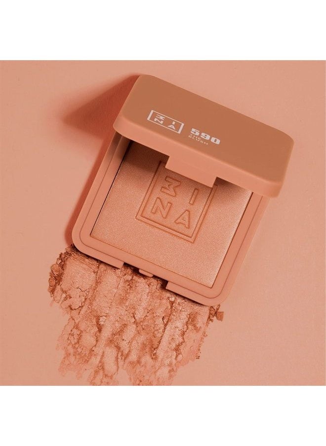 3INA 3INA The Blush 590 - Natural, Light Mineral Powder Blush For Sensitive Skin - Blendable, Buildable Rouge - Pigmented, Dewy Glow - Vegan, Cruelty Free, Eco Friendly Makeup - Brown Red Color - 0.26 Oz  - Image 2