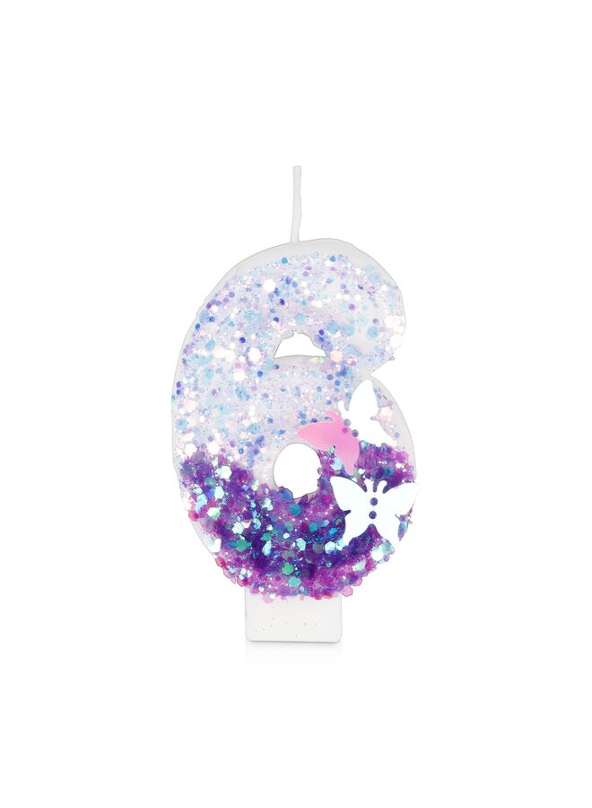 LAMAY Number birthday candles, gradient purple butterfly number candles, luxurious cake decorations, suitable for parties, weddings, anniversaries, family gatherings, children and adults (number 6). - Image 1