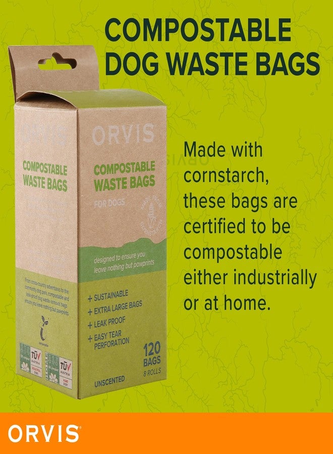 Orvis Compostable Waste Bags for Dogs, Extra Large, Unscented Green Dog Poo Bags, 8 Rolls, 120 Bags Total | Compostable Doggy Bags Made from Cornstarch, 9in x 14in - Image 2
