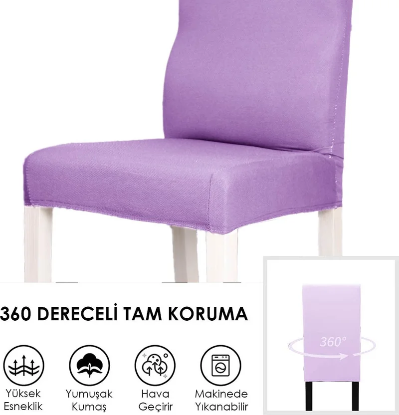 فايند Lycra Chair Cover Flexible Stretch Elastic Chair Cover Balpetek Chair Protector (4pcs) lilac
