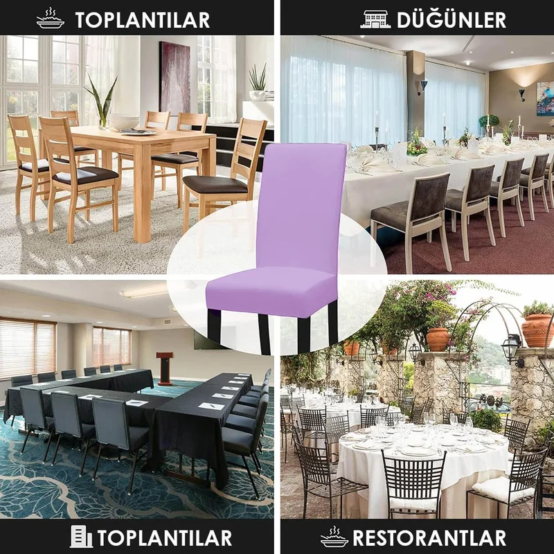 فايند Lycra Chair Cover Flexible Stretch Elastic Chair Cover Balpetek Chair Protector (4pcs) lilac