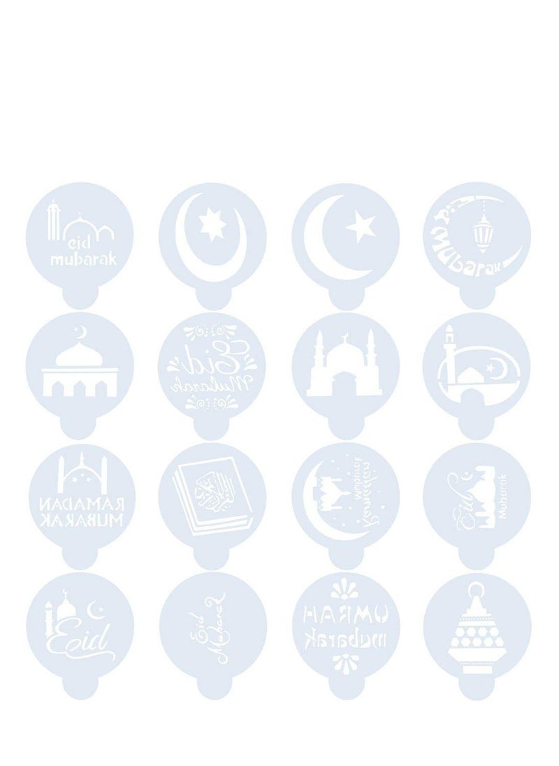 SYOSI 16Pcs Eid Ramadan Coffee Decorating Stencils Reusable Cake Cookies Baking Painting Journal Mold Tools Templates Decor, Dessert Coffee Chocolate DIY Craft Islamic Ramadan Party Supplies  - Image 3