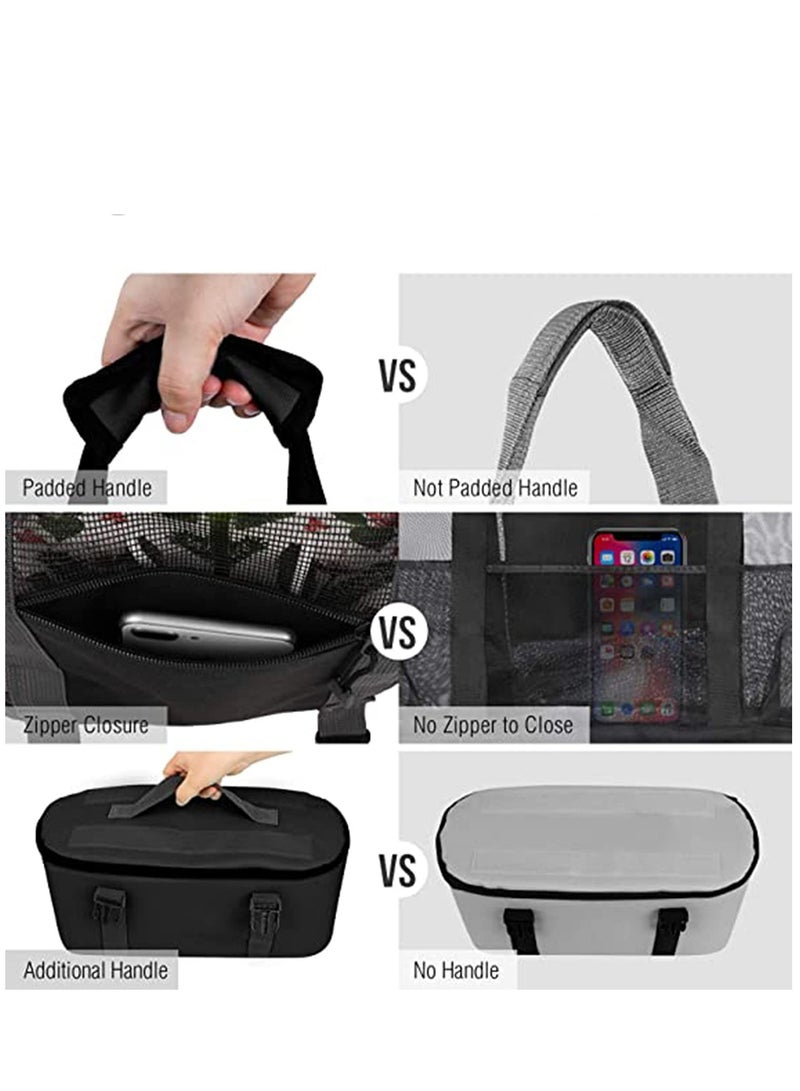 حقيبة شاطئ شبكية مع مبرد شاطئ قابل للفصل - سعة قصوى 34 لترًا 150 رطلاً متينة للغاية للنساء، يستر 600D، بطانة شبكية، إغلاق بسحاب، ي كلوريد الفينيل، حفلات، خالية من الروائح، تصميم متين - Image 3