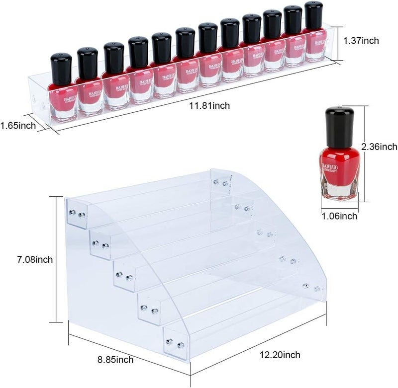 KINGROW Nail Polish Organizer Holder Rack 5 Layers Acrylic Display Rack Eyeglasses Shelf Essential Oils Ink Storage Holds Up to 80 (Fit 1-2oz Bottles) - Image 2