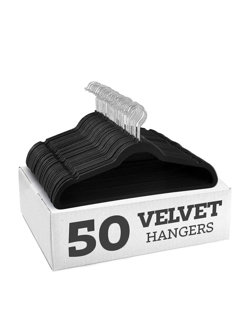 Arababy 50-Piece Non-Slip Velvet Cloth Hanger Set Black - Image 1