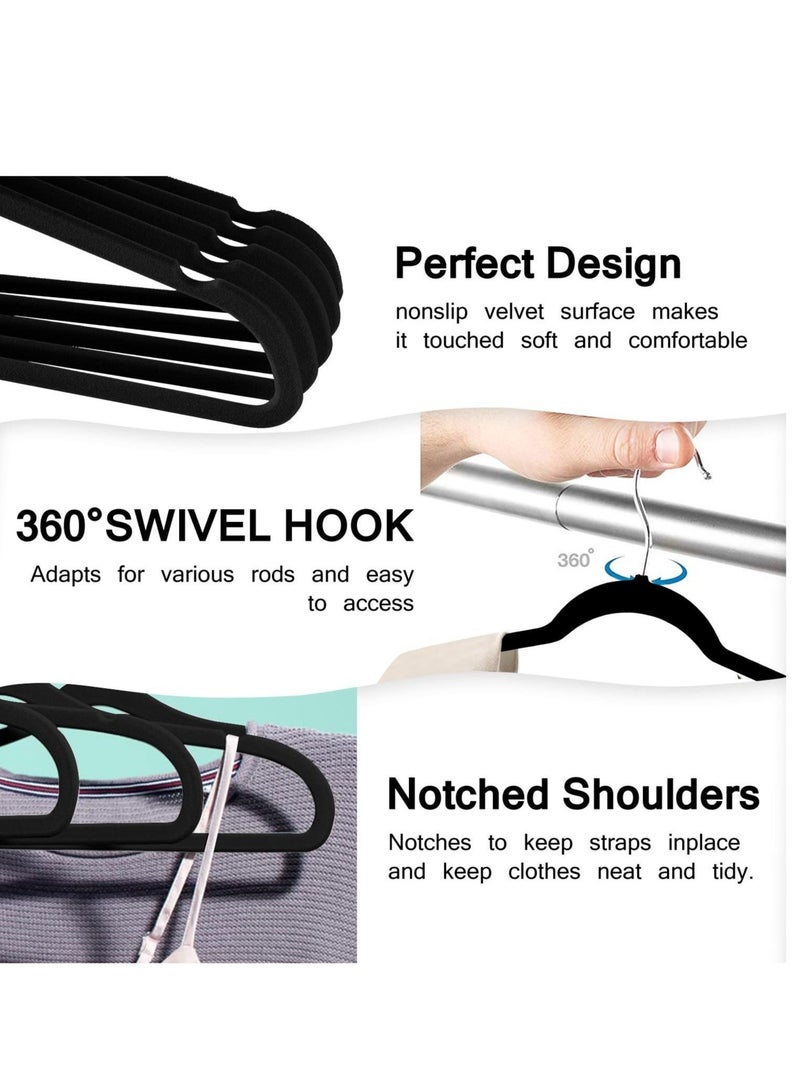 Arababy 50-Piece Non-Slip Velvet Cloth Hanger Set Black - Image 2