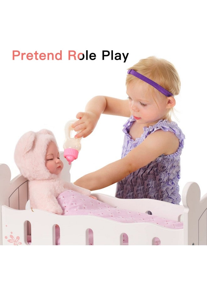 ROBUD Baby Doll Crib Wooden Doll Cradle with Bedding Doll Rocking Cradle 18inch Doll Furniture Doll Bed Fits for 18inch American Girl Dolls - Image 4