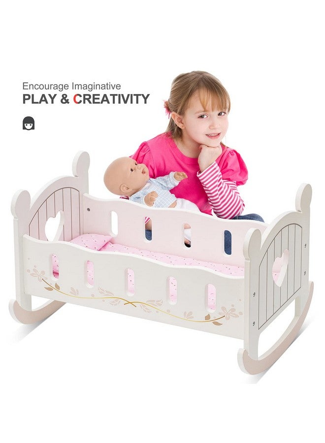 ROBUD Baby Doll Crib Wooden Doll Cradle with Bedding Doll Rocking Cradle 18inch Doll Furniture Doll Bed Fits for 18inch American Girl Dolls - Image 5