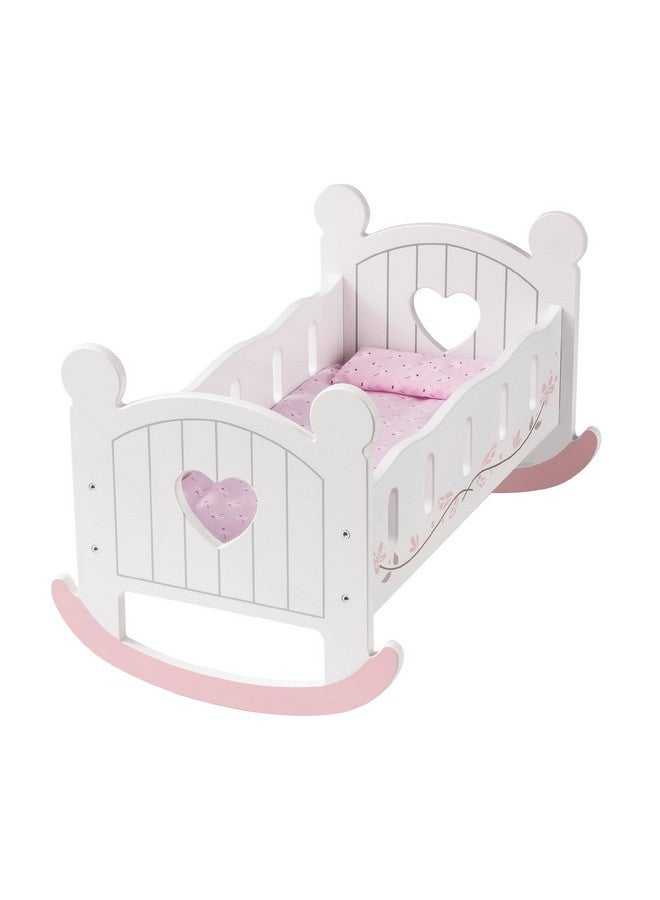 ROBUD Baby Doll Crib Wooden Doll Cradle with Bedding Doll Rocking Cradle 18inch Doll Furniture Doll Bed Fits for 18inch American Girl Dolls - Image 2