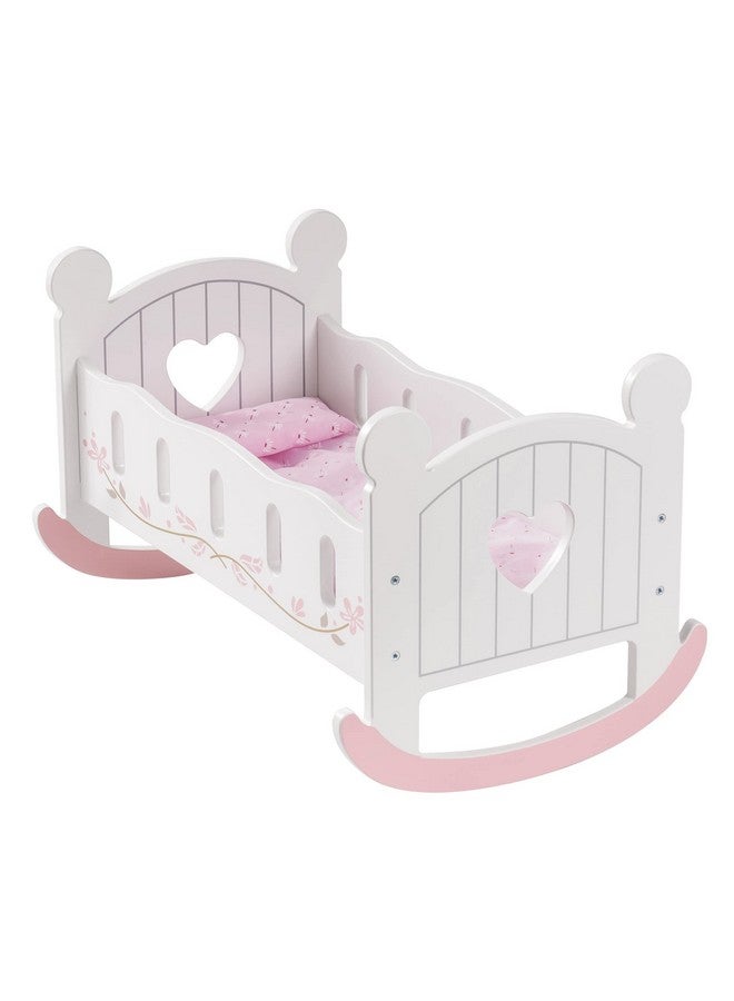 ROBUD Baby Doll Crib Wooden Doll Cradle with Bedding Doll Rocking Cradle 18inch Doll Furniture Doll Bed Fits for 18inch American Girl Dolls - Image 1