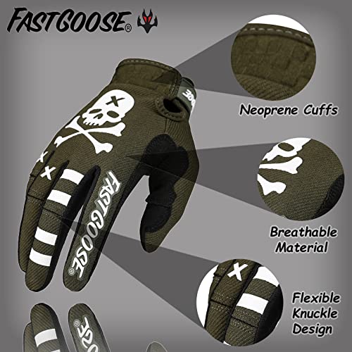 FASTGOOSE Dirt Bike Motorcycle Gloves Motocross Gloves Motorbike Riding Bike Gloves ATV MX MTB Off Road Racing Sports Cycling Glove (Olive, Small) - Image 2
