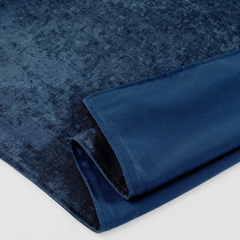 AMBERIS Bed Runner Dark Blue, Chenille Soft No Fading Modern Bed Scarf - Image 4