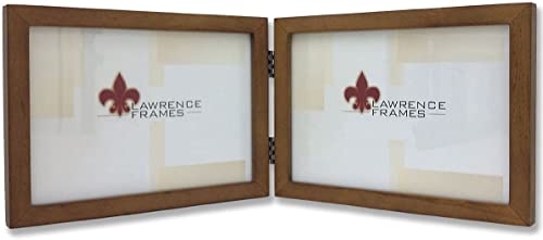 Lawrence Frames 766075D Nutmeg Wood Hinged Double Picture Frame, 7 by 5-Inch - Image 1