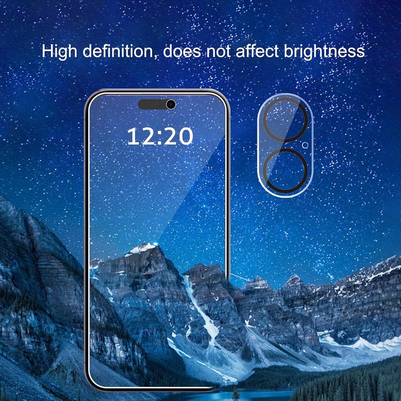Ailun 3 Pack Privacy Screen Protector for iPhone 17 [6.3 inch]+ 3 Pack Camera Lens Protector with Installation Frame,Dynamic Island Compatible,Anti Spy Tempered Glass[9H Hardness]-HD - Image 3