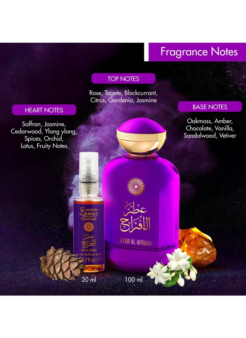Creation Lamis Orientals Men Eau De Parfum Gift Set 4x20ml - Atar AL Afraah, Jawharat AL Afraah, Oud AL Mlouk, Alhob Quloh | Long-Lasting Floral, Bergamot, Fresh and Green Spicy Notes  - Image 2