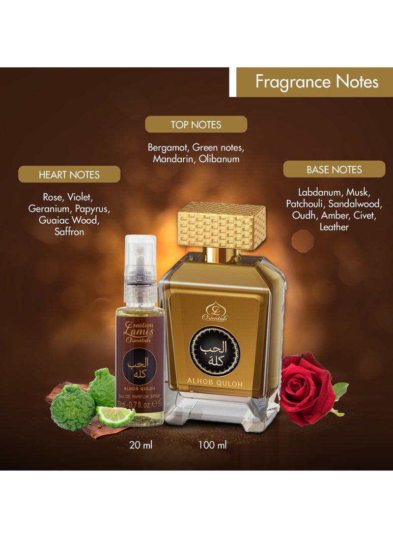 Creation Lamis Orientals Men Eau De Parfum Gift Set 4x20ml - Atar AL Afraah, Jawharat AL Afraah, Oud AL Mlouk, Alhob Quloh | Long-Lasting Floral, Bergamot, Fresh and Green Spicy Notes  - Image 4
