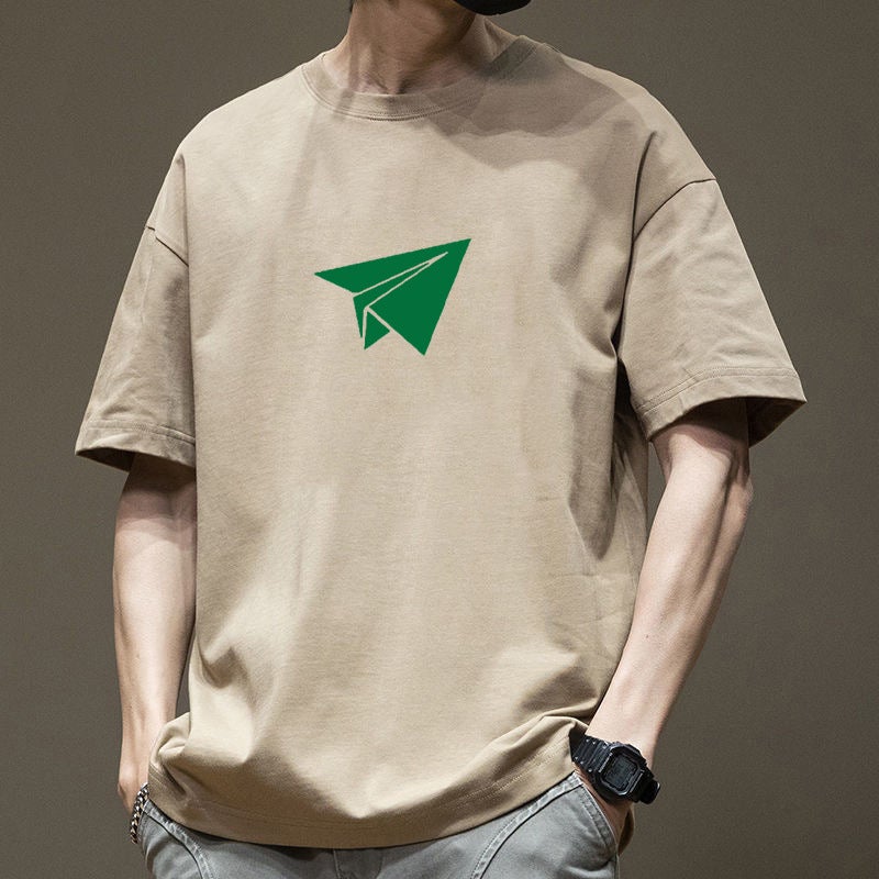 Heavy cotton short-sleeved T-shirt for men's summer Instagram fashion brand loose and versatile simple print comfortable casual half-sleeved T-shirt - Image 2