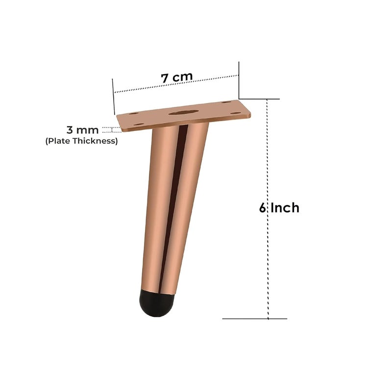 QZibeva 4 Pcs Rose Gold 6 inch Sofa Legs for Wooden Furniture Sofa Legs for Furniture Fitting Table Legs Sofa Leg Screw Include - Image 4