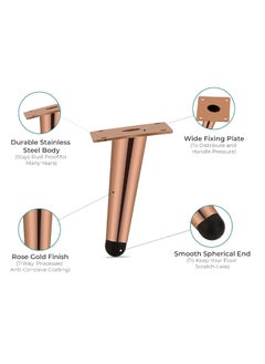 QZibeva QZibeva 4 Pcs Rose Gold 6 inch Sofa Legs for Wooden Furniture Sofa Legs for Furniture Fitting Table Legs Sofa Leg Screw Include  - Image 5
