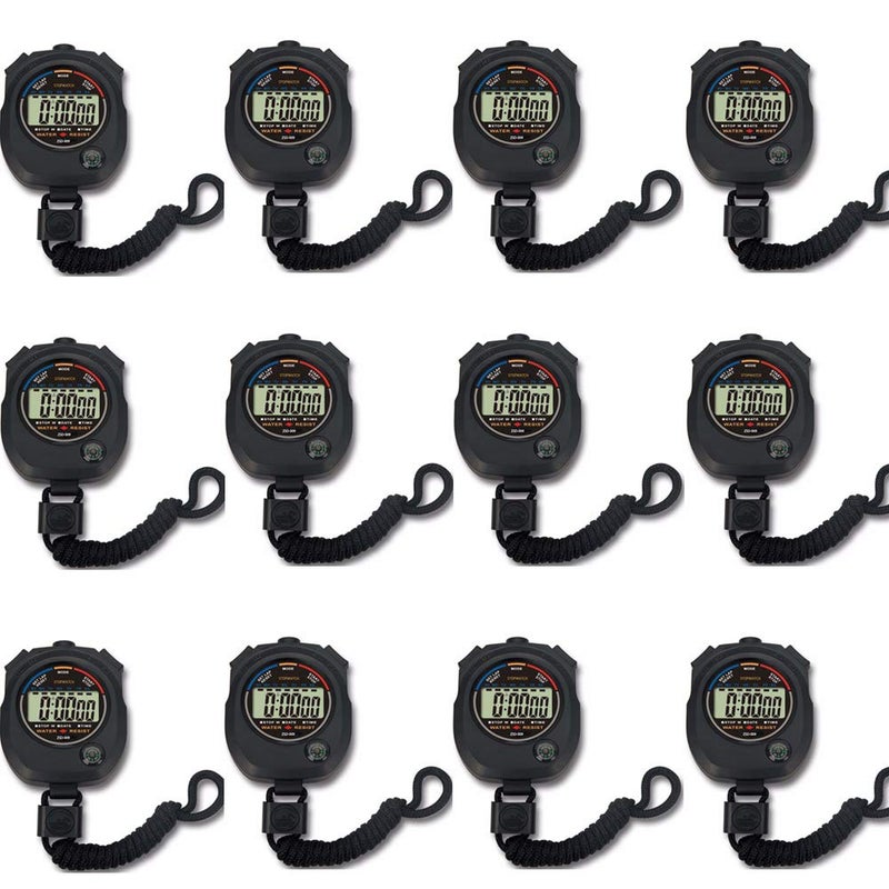 Pgzsy 12 Pack Multi-Function Electronic Digital Sport Stopwatch Timer, Large Display with Date Time and Alarm Function,Suitable for Sports Coaches Fitness Coaches and Referees - Image 1
