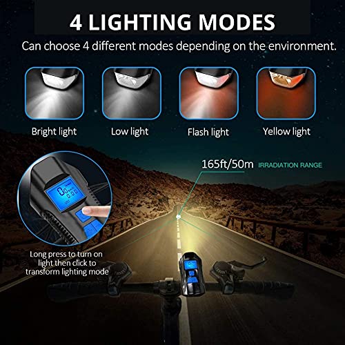 FABSPORTS Rechargeable ABS LED Bicycle Front/Head Light with USB with Speedometer, Odometer and is Waterproof, Suitable for All Mountain and Road Bicycle and Bikes (Black) - Image 4