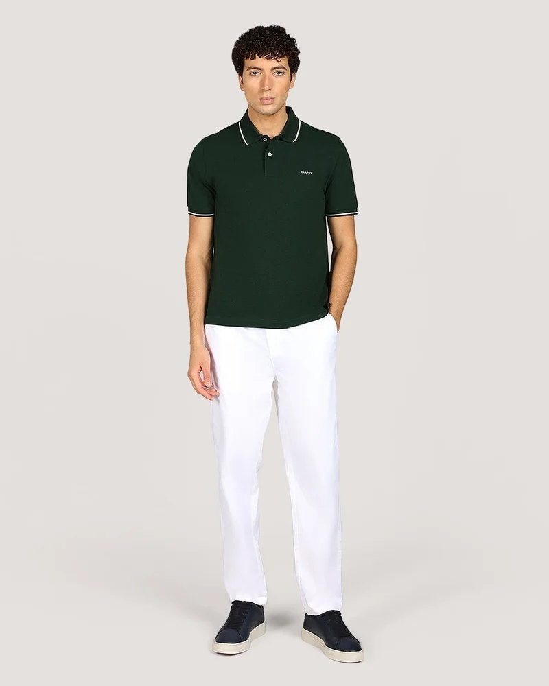 غانت تيشيرت بولو بيكيه بأكمام قصيرة وياقة متباينة